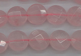 CRQ361 15.5 inches 10mm faceted coin rose quartz beads wholesale