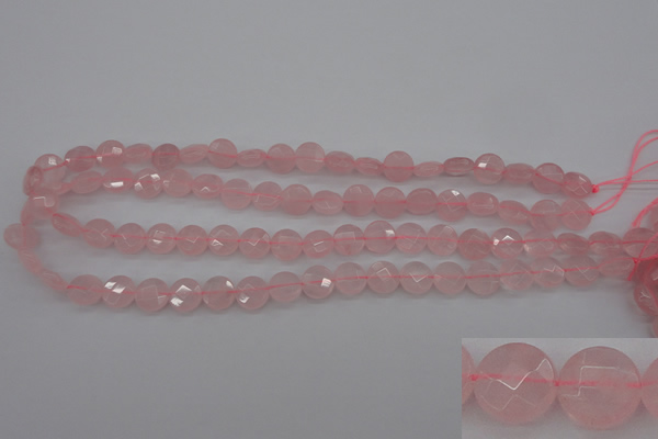 CRQ361 15.5 inches 10mm faceted coin rose quartz beads wholesale