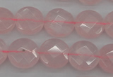 CRQ362 15.5 inches 15mm faceted coin rose quartz beads wholesale