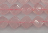 CRQ368 15.5 inches 8*8mm faceted diamond rose quartz beads