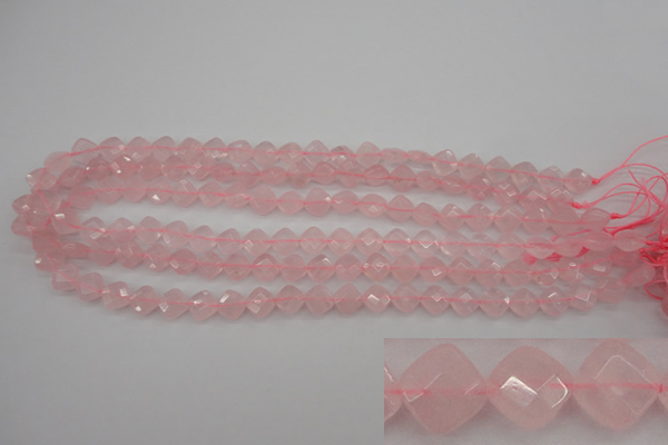 CRQ368 15.5 inches 8*8mm faceted diamond rose quartz beads