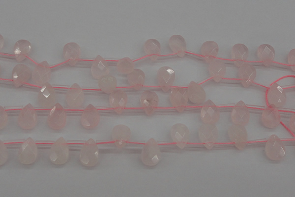 CRQ378 15.5 inches 8*12mm faceted briolette rose quartz beads