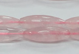 CRQ40 15.5 inches 10*30mm faceted rice natural rose quartz beads