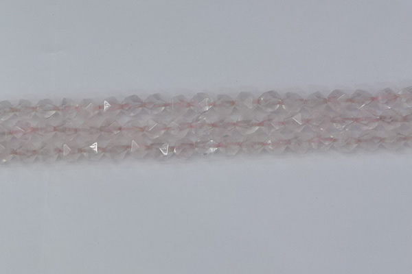 CRQ401 15.5 inches 6mm faceted nuggets rose quartz beads