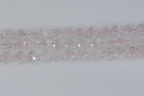 CRQ404 15.5 inches 12mm faceted nuggets rose quartz beads