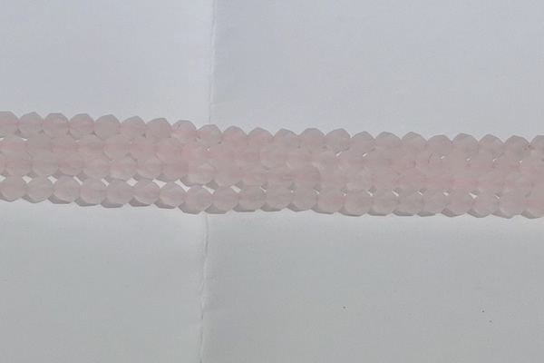 CRQ406 15.5 inches 6mm faceted nuggets matte rose quartz beads