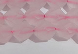 CRQ408 15.5 inches 10mm faceted nuggets matte rose quartz beads