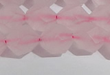 CRQ409 15.5 inches 12mm faceted nuggets matte rose quartz beads