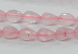 CRQ42 15.5 inches 8*12mm faceted teardrop natural rose quartz beads