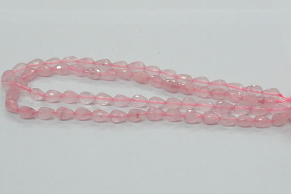 CRQ42 15.5 inches 8*12mm faceted teardrop natural rose quartz beads