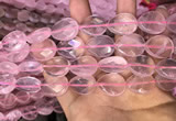 CRQ423 15.5 inches 15*20mm faceted flat teardrop rose quartz beads