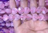 CRQ434 15.5 inches 14*14mm faceted heart rose quartz beads wholesale