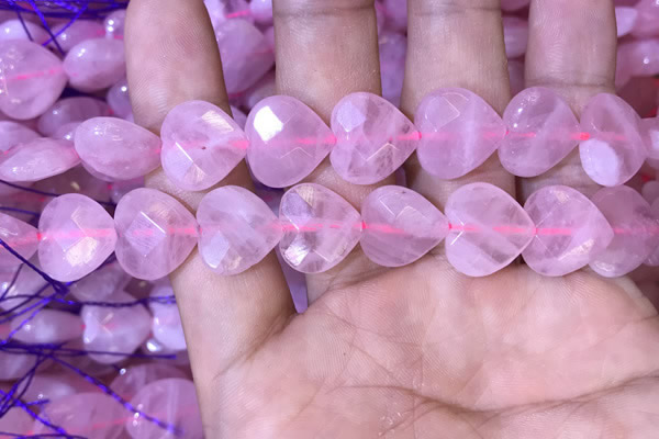 CRQ434 15.5 inches 14*14mm faceted heart rose quartz beads wholesale