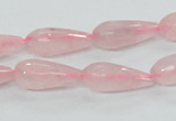 CRQ44 15.5 inches 8*20mm faceted teardrop natural rose quartz beads