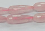 CRQ45 15.5 inches 10*30mm faceted teardrop natural rose quartz beads