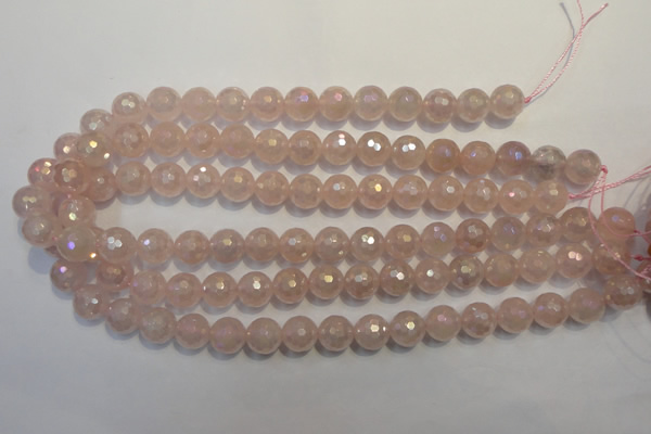 CRQ514 15.5 inches 12mm faceted round AB-color rose quartz beads