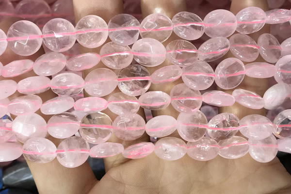 CRQ552 15.5 inches 12mm faceted coin rose quartz beads wholesale