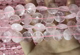 CRQ554 15.5 inches 16mm faceted coin rose quartz beads wholesale