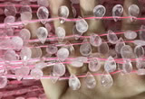 CRQ559 Top drilled 8*12mm faceted briolette rose quartz beads