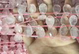 CRQ562 Top drilled 12*16mm faceted briolette rose quartz beads