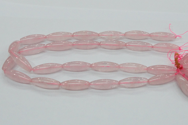 CRQ57 15.5 inches 10*30mm rice natural rose quartz beads wholesale