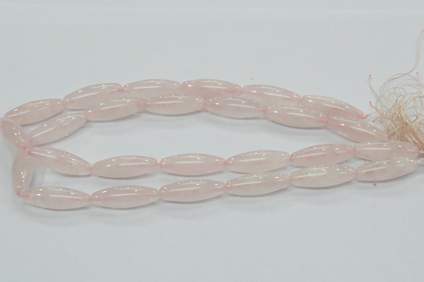 CRQ58 15.5 inches rice 10*30mm natural rose quartz beads wholesale