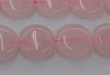 CRQ601 15.5 inches 12mm flat round rose quartz beads wholesale