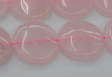 CRQ603 15.5 inches 18mm flat round rose quartz beads wholesale