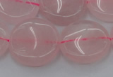 CRQ604 15.5 inches 20mm flat round rose quartz beads wholesale