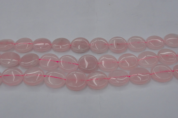 CRQ604 15.5 inches 20mm flat round rose quartz beads wholesale