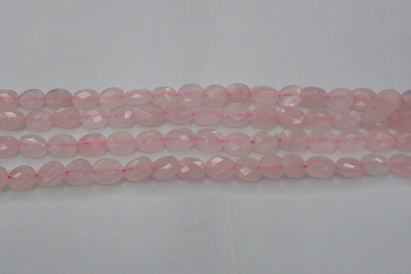 CRQ618 15.5 inches 8*10mm faceted oval rose quartz beads wholesale