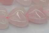 CRQ634 15.5 inches 22*22mm heart rose quartz beads wholesale