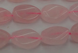 CRQ640 15.5 inches 13*18mm twisted flat teardrop rose quartz beads