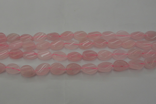 CRQ640 15.5 inches 13*18mm twisted flat teardrop rose quartz beads