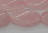 CRQ645 15.5 inches 18*25mm twisted oval rose quartz beads