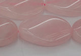 CRQ646 15.5 inches 20*30mm twisted oval rose quartz beads