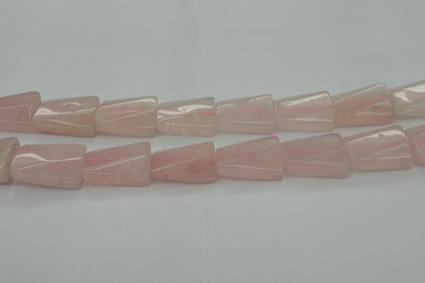 CRQ650 15.5 inches 18*25mm twisted rectangle rose quartz beads