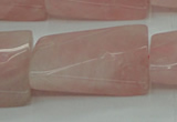 CRQ651 15.5 inches 20*30mm twisted rectangle rose quartz beads