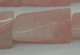 CRQ652 15.5 inches 25*35mm twisted rectangle rose quartz beads