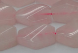 CRQ653 15.5 inches 15*20mm twisted hexagon rose quartz beads