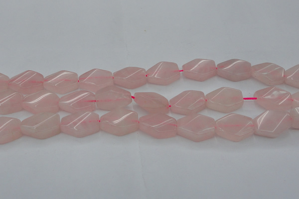 CRQ653 15.5 inches 15*20mm twisted hexagon rose quartz beads