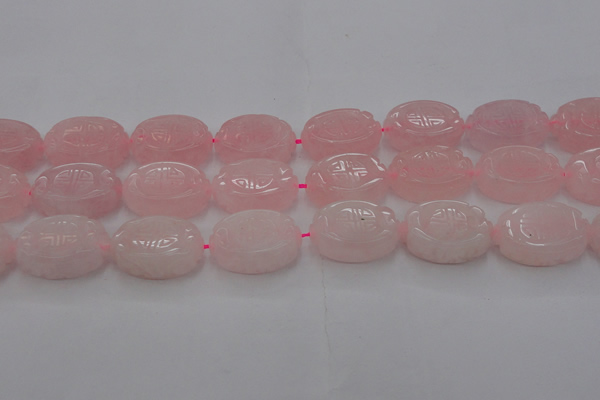 CRQ665 15.5 inches 18*25mm carved oval rose quartz beads