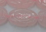 CRQ666 15.5 inches 22*30mm carved oval rose quartz beads