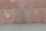 CRQ686 15.5 inches 8*14mm faceted rondelle rose quartz beads