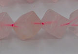 CRQ694 15.5 inches 10*10mm cube rose quartz beads wholesale