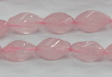 CRQ70 15.5 inches 8*16mm twisted rice natural rose quartz beads