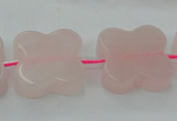 CRQ714 15.5 inches 20*20mm carved flower rose quartz beads