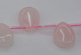 CRQ719 Top drilled 15*20mm flat teardrop rose quartz beads