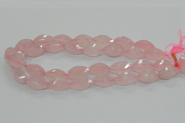 CRQ72 15.5 inches 12*24mm twisted rice natural rose quartz beads