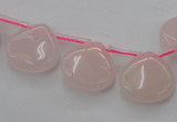 CRQ721 Top drilled 15*15mm flat teardrop rose quartz beads